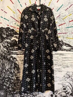 Black and White Paisley Western Cottagecore Whimsygoth Shirt Dress